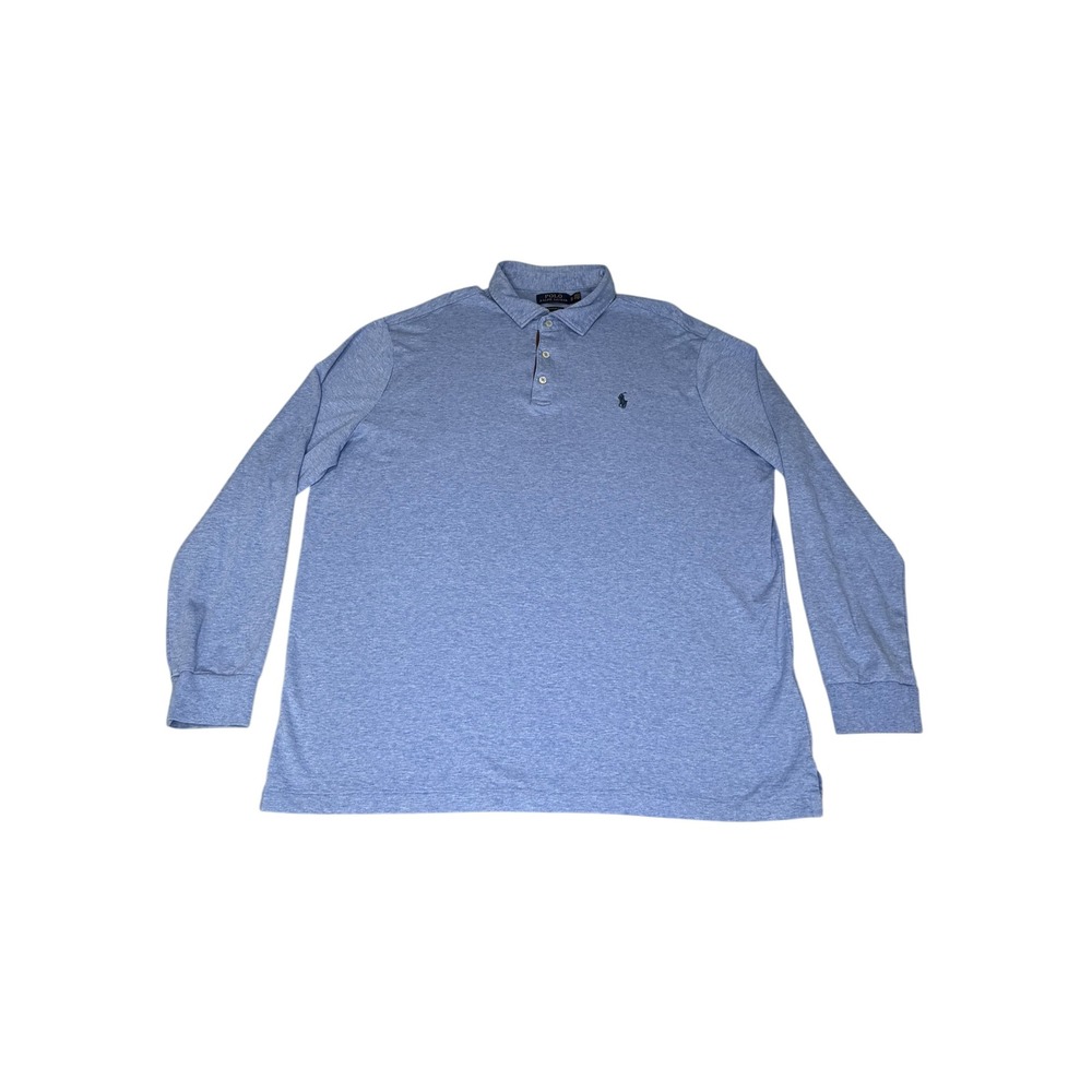 Polo Ralph Lauren Mens Long Sleeve Polo Shirt Classic Fit Blue Heather XL Preppy